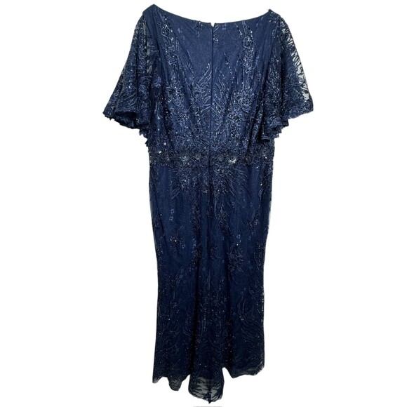 Mac Duggal Dress Gown 18 Embellished Illusion Flutter Sleeve A-Line 20301 NWT - Picture 9 of 15